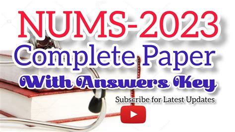 NUMS 2023 Complete Paper With Answers Key Nums MDCAT 2023 Answers