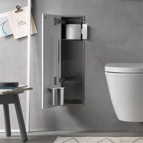 Emco Asis Pure Toilet Module With Brush Set With Toilet Roll Holder