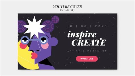 Portada de youtube de concepto de creatividad de diseño plano Archivo