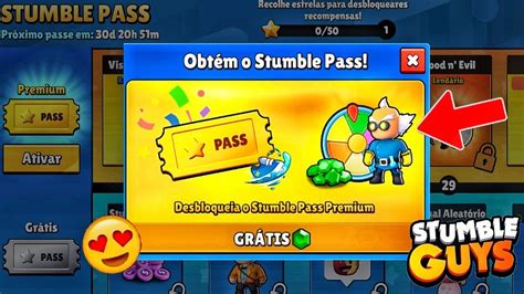 COMO PEGAR O STUMBLE PASS DE GRAÇA NO STUMBLE GUYS NOVO PASSE 0 48 DE