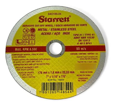 Disco De Corte Extra Fino Starrett 7 X 1 6mm Dac180 24