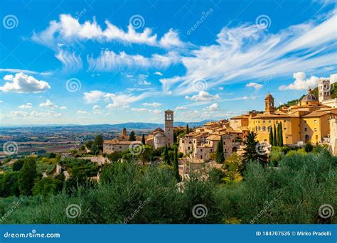 Landscape Of Spoleto Plain From Assisi Umbria Italy Stock Image Image Of Architecture