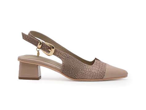 Zapatilla de tacón en cuero nude Calzado Patricia