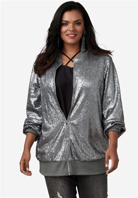 Sequin Bomber Jacket Plus Size Jackets And Blazers Full Beauty