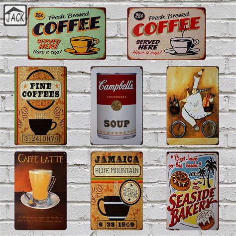 Fresh Brewed Coffee Metal Sign Bar Decor Vintage Home Decor Cafe Shop