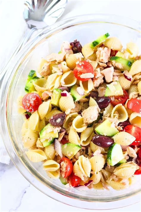 Mediterranean Tuna Pasta Salad No Mayo • Now Cook This