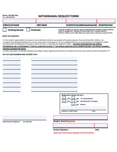 Free Withdrawal Form Samples In Pdf Ms Word