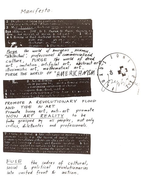 fluxus manifesto, by george maciunas, 1963 Aesthetic Example, Arts And ...