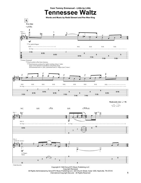 Tennessee Waltz By Tommy Emmanuel Guitar Tab Guitar Instructor