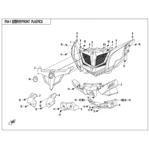 Vue Eclatee Piece Facade Avant Cfmoto Zforce Ex T