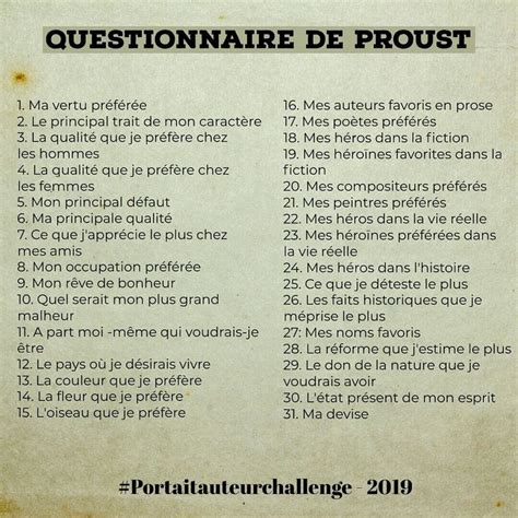 Questionnaire De Proust Personalized Items Person