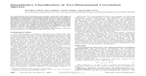 Quantitative Classification Of Two Dimensional Correlation Spectra