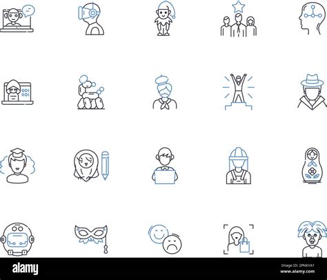 Labor Management Line Icons Collection Efficiency Productivity