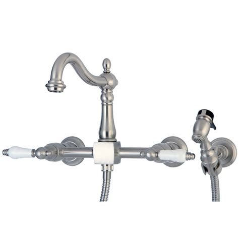 Kingston Brass Heritage 8 Inch Centerset Wall Mount Kitchen Faucet With