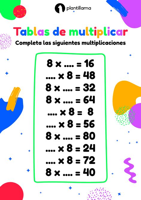 Tabla Del 8 Apréndela Fácil Con Fichas Y Ejercicios En Pdf Gratis