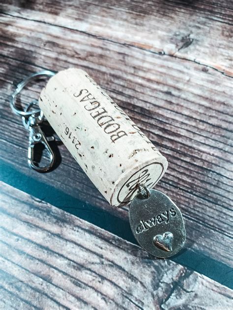 Wine Cork Keychain Recycled Wine Cork Keyring With Charms T Idea Etsy