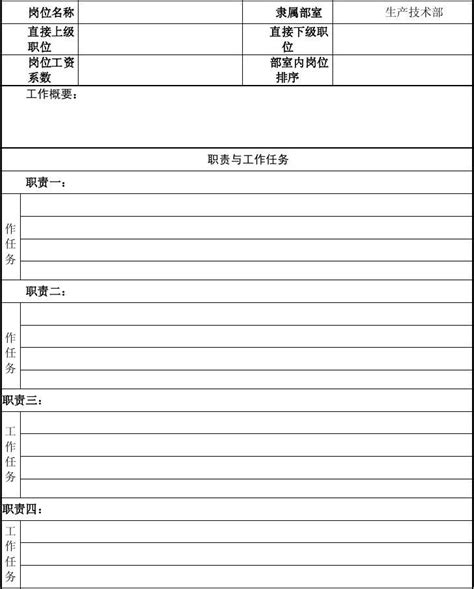 生产技术部岗位说明书word文档免费下载文档大全