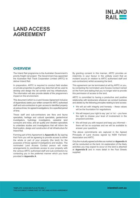 Land Access Agreement New South Wales Inland Rail