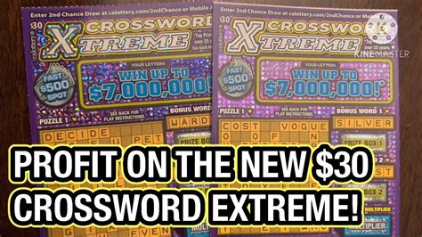 PROFIT ON THE NEW 30 CROSSWORD EXTREME CA Scratchers YouTube