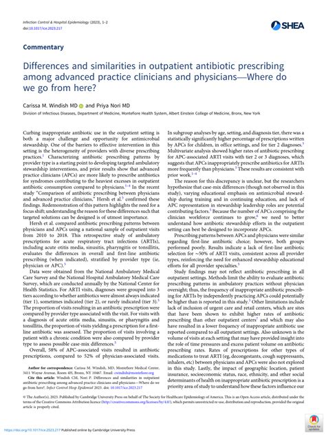 Pdf Differences And Similarities In Outpatient Antibiotic Prescribing