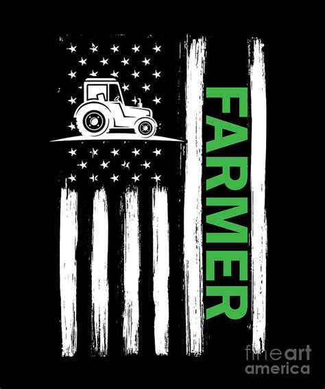 American Flag Farmer Farming Farm Cow Tractor T Digital Art By