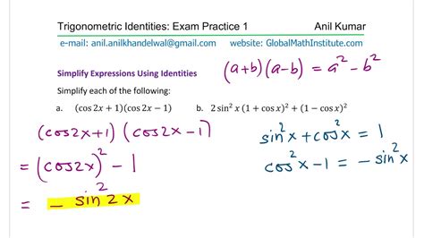 Trigonometric Identities Expressions And Elimination Equations GCSE A