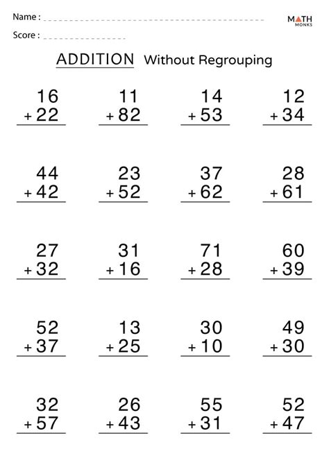 Addition Without Regrouping Worksheets For Grade 1 Worksheets For Kindergarten