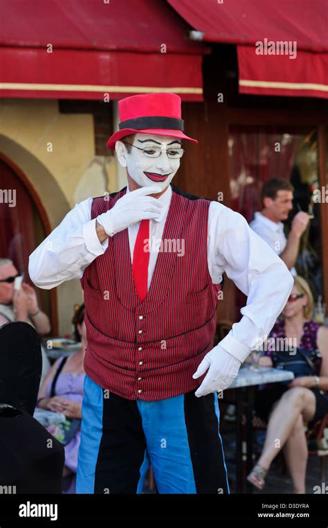 Mime Artist Performing On The Street Of Montmartre Paris France Stock