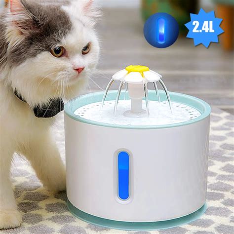 2 4L otomatik kedi su çeşmesi elektrikli LED dilsiz tiryakisi besleyici