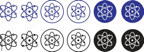 Atom icons Set . Molecule nucleus science vector symbols. physics ...