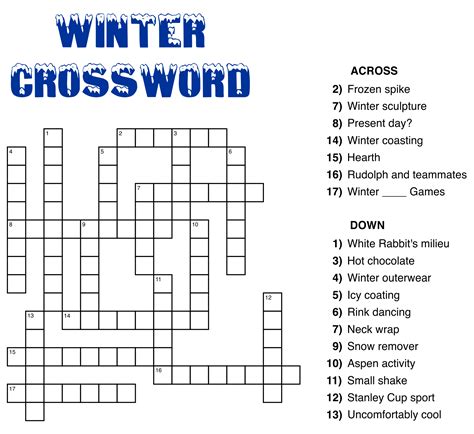 Large Printable Easy Crossword Puzzle