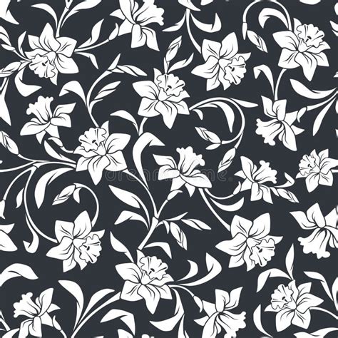 Seamless Pattern With Narcissus Flowers Vector Illustration Stock