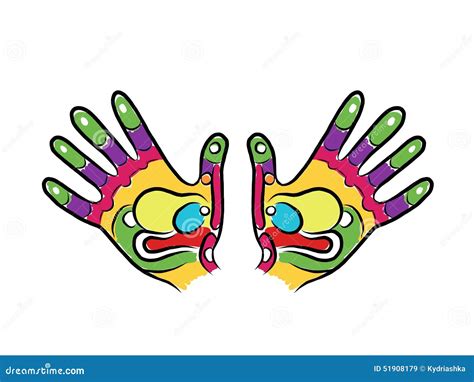 Hands Sketch For Your Design Massage Reflexology Stock Vector