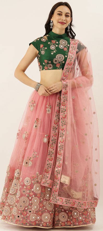 Festive Wedding Pink And Majenta Color Net Fabric Lehenga