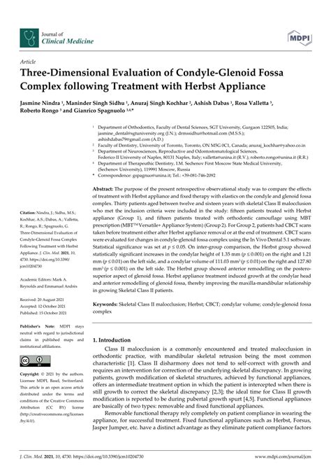 PDF Three Dimensional Evaluation Of Condyle Glenoid Fossa Complex