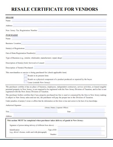 Free 19 Resale Certificate Samples In Pdf Ms Word