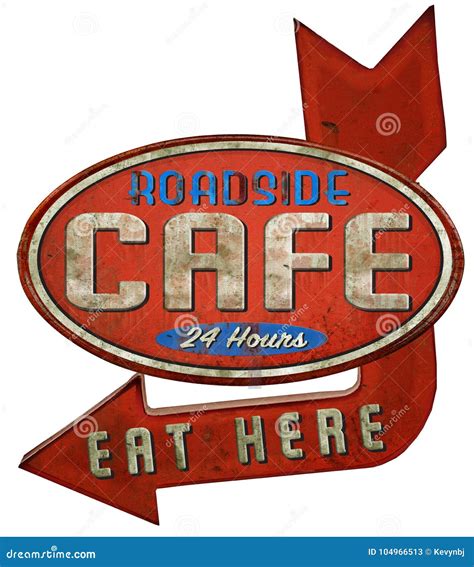 Roadside Diner Cafe Restaurant Sign Stock Illustration - Illustration of dish, dinner: 104966513