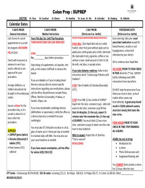 Fillable Online Day Colonoscopy Bowel Prep Instructions Fax Email