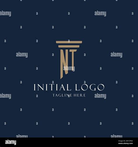 Nt Initial Monogram Logo For Law Office Lawyer Advocate With Pillar