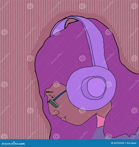 Female DJ With Headphones Stock Vector - Image: 43722943