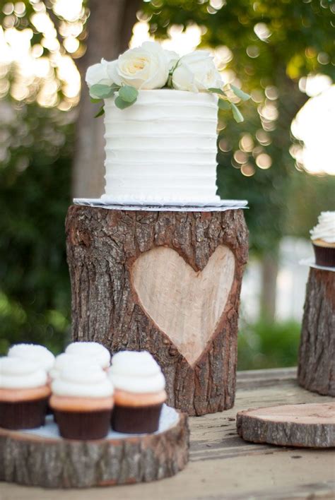 Diy Woodsy Country Glam Heart Stump Wedding Cake Stand In 2019 Wedding Cake Rustic Diy