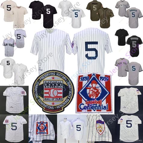 Joe DiMaggio Jersey Hall Of Fame 1939 Cream White Pinstripe Grey Black ...