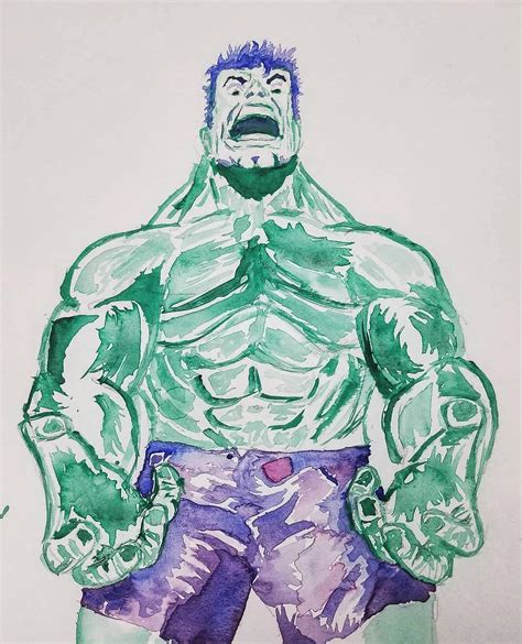 The Incredible Hulk Watercolor Painting Incredible Hulk Hulk Art