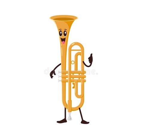 Cartoon Funny Trumpet Musical Instrument Character Stock Illustration