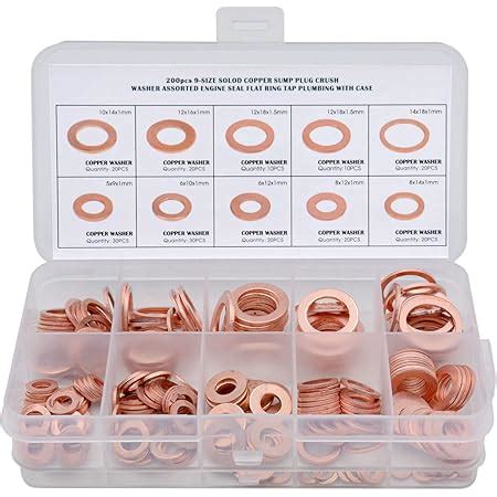 M5 M22 Flat Copper Washers Assorted Metal Solid Copper Crush Washers