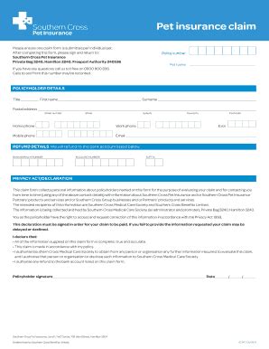 Pet Insurance Claim Form Templates PdfFiller