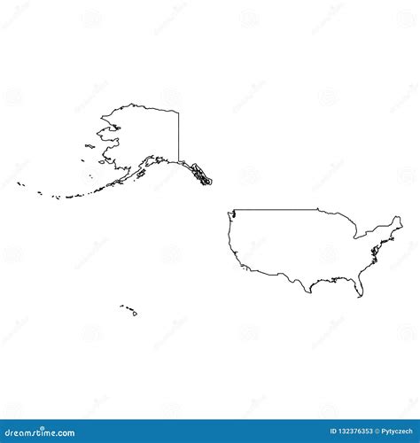 United States Of America Usa Solid Black Outline Border Map Of