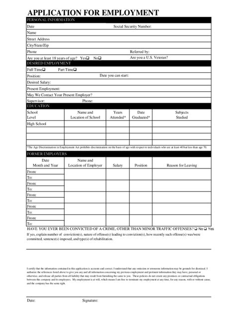 Blank Employment Application Form Sample Templates At Free