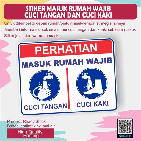 Jual Stiker Masuk Rumah Wajib Cuci Tangan Dan Cuci Kaki Ukuran X