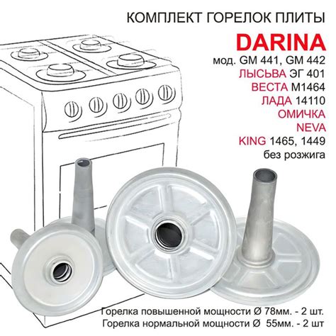 Конфорки газовой плиты DARINA, ЛЫСЬВА, ЛАДА, ОМИЧКА, NEVA без розжига ...